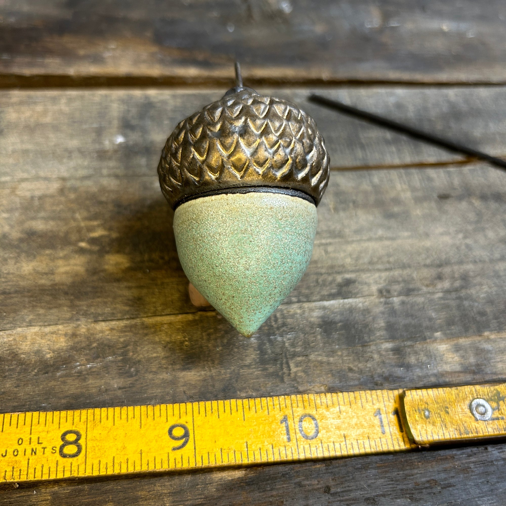 Ceramic Acorn - Green-Blue Specked - (A-1445)
