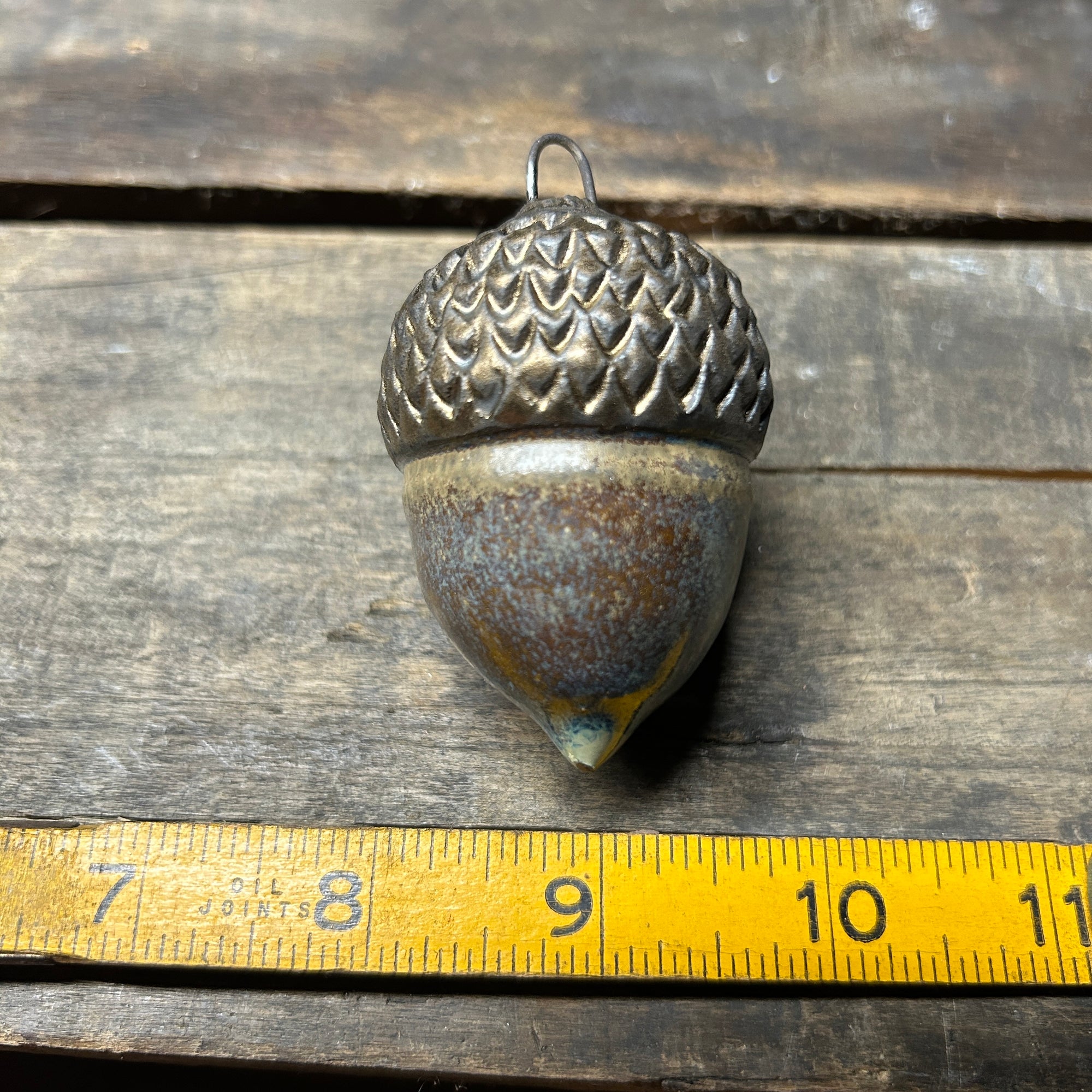 Ceramic Acorn - Brown with Blue  (A-1457)