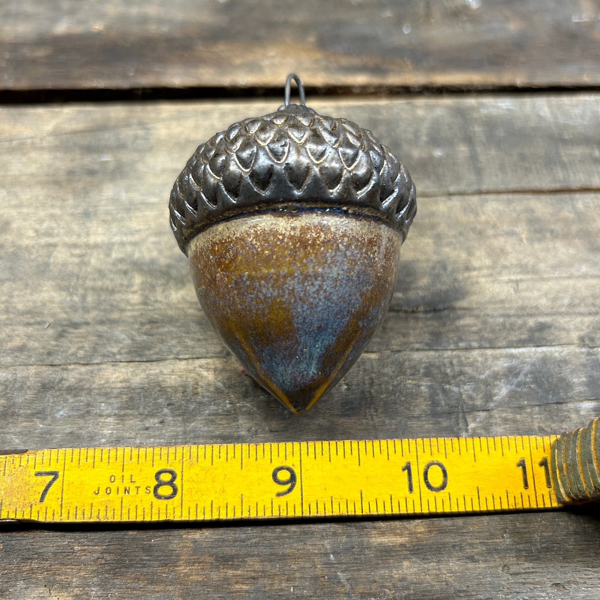 Ceramic Acorn - Brown with Blue  (A-1459)