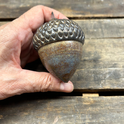 Ceramic Acorn - Brown with Blue  (A-1459)